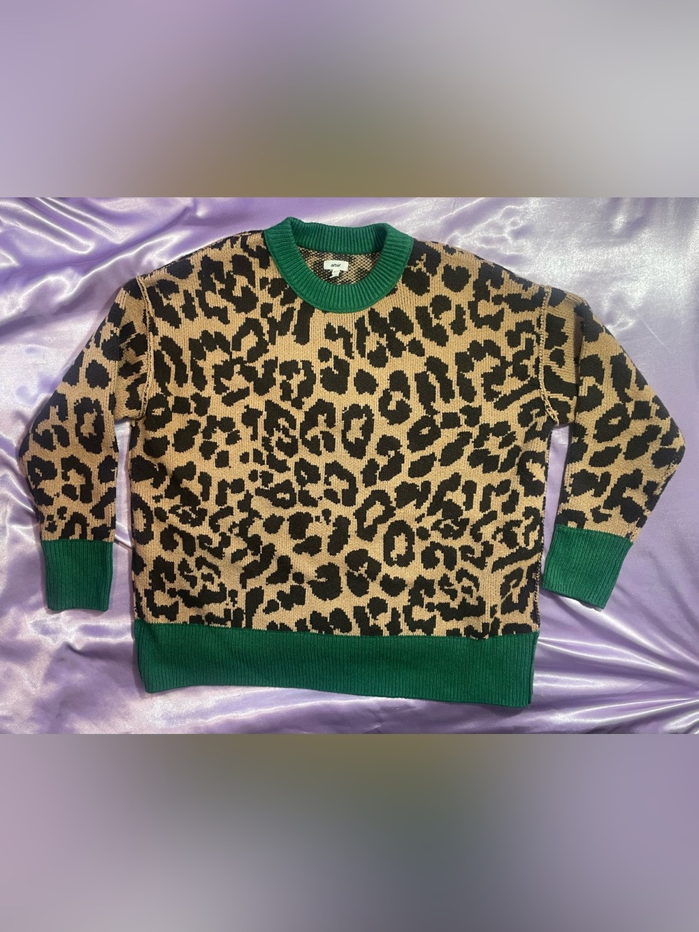 Aerie Oversized Leopard Print Chunky knit sweater Indie Sleaze y2k